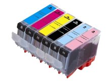 Special Set of 6 Compatible Cartridges to replace CANON CLI-8 (BK, C, M, PC, PM, Y)