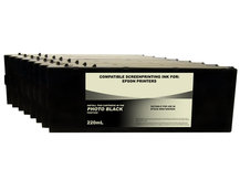 Set of 8 Dye Black Ink Cartridges (220ml) for Screen Printing Films - EPSON 4000