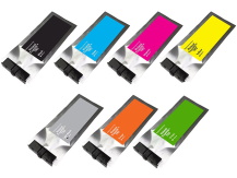 Special Set of 7 Compatible Ink Pouches of 500ml for ROLAND TrueVIS Printers (CMYK+Lk+Or+Gr)