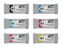 Special Set of 6 Remanufactured Cartridges for HP #81 DesignJet 5000, 5500