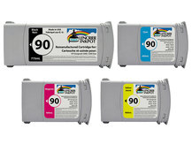Special Set of 4 Remanufactured Cartridges for HP #90 for DesignJet 4000, 4020, 4500, 4520