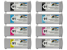 Special Set of 8 Remanufactured Cartridges for HP #91 DesignJet Z6100